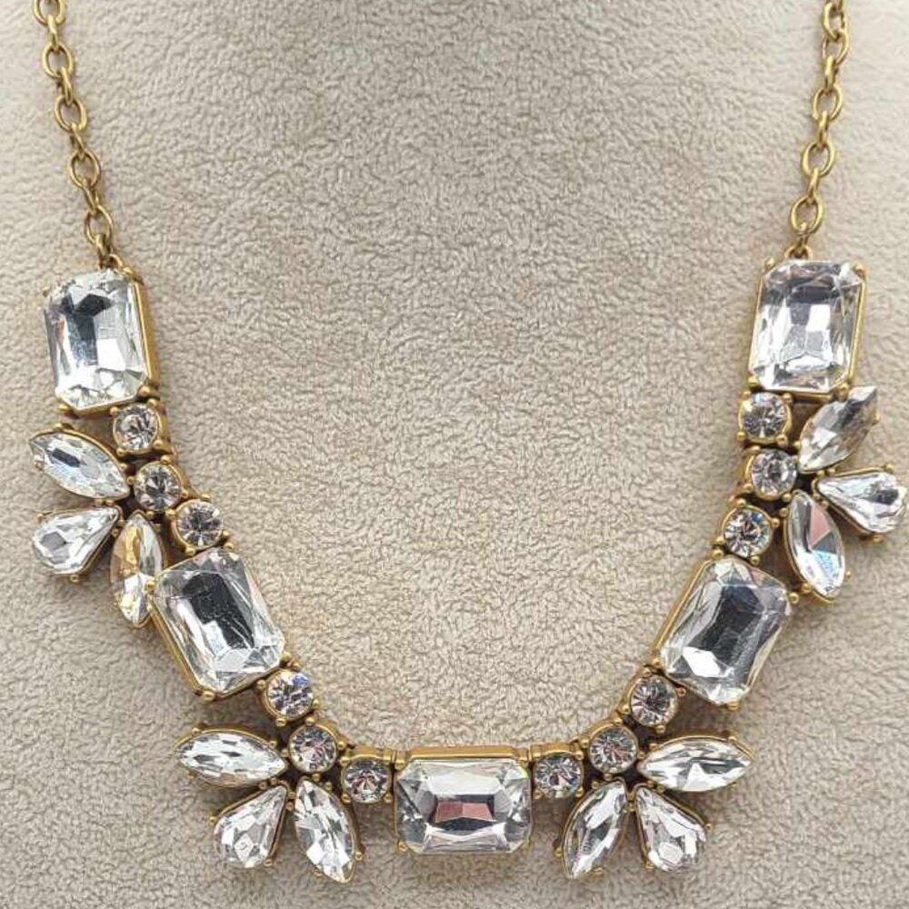 J Crew Rectangle Cluster Clear Crystal Necklace - image 8